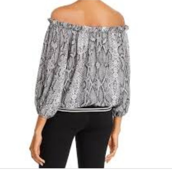 Vintage Havana snake print off shoulder ruffled edge blouse size small - Picture 2 of 7